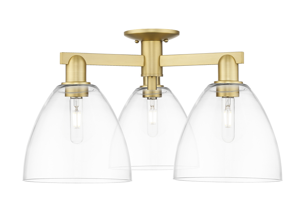 Bristol - 3 Light - 27 inch - Satin Gold - Semi-Flush Mount