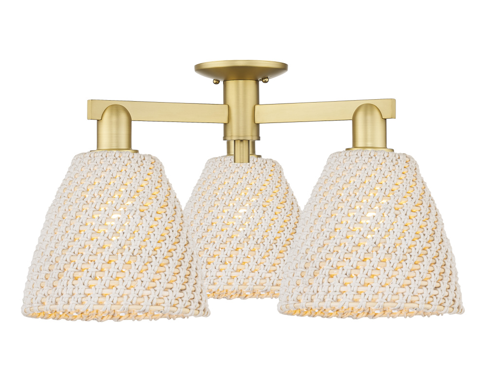 Bristol Natural - 3 Light - 27 inch - Satin Gold - Semi-Flush Mount