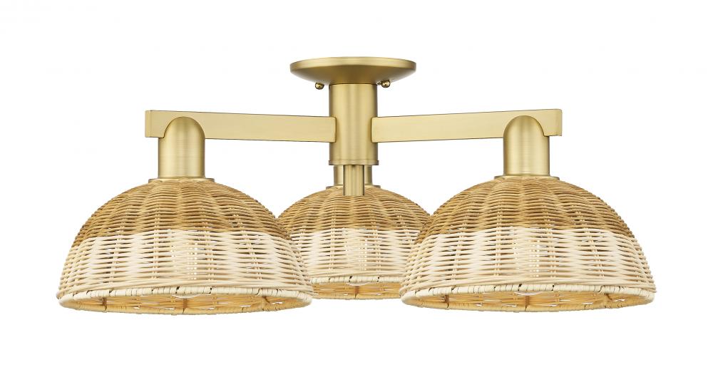 Bristol Natural II - 3 Light - 27 inch - Satin Gold - Semi-Flush Mount