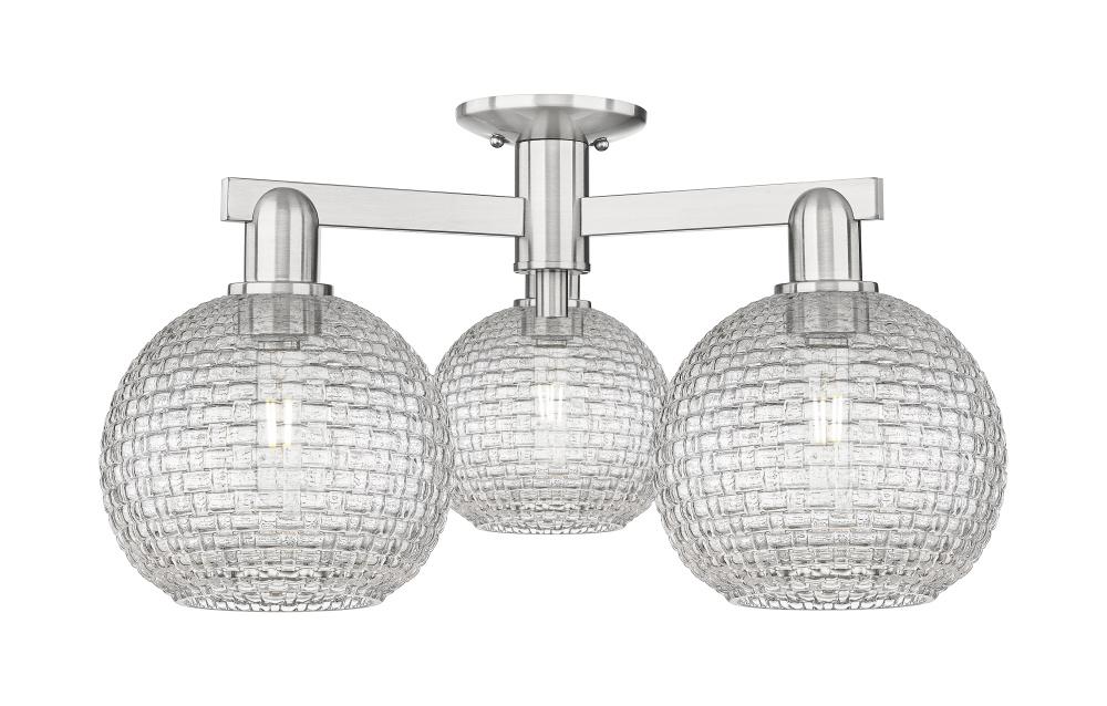 Athens - 3 Light - 26 inch - Brushed Satin Nickel - Semi-Flush Mount