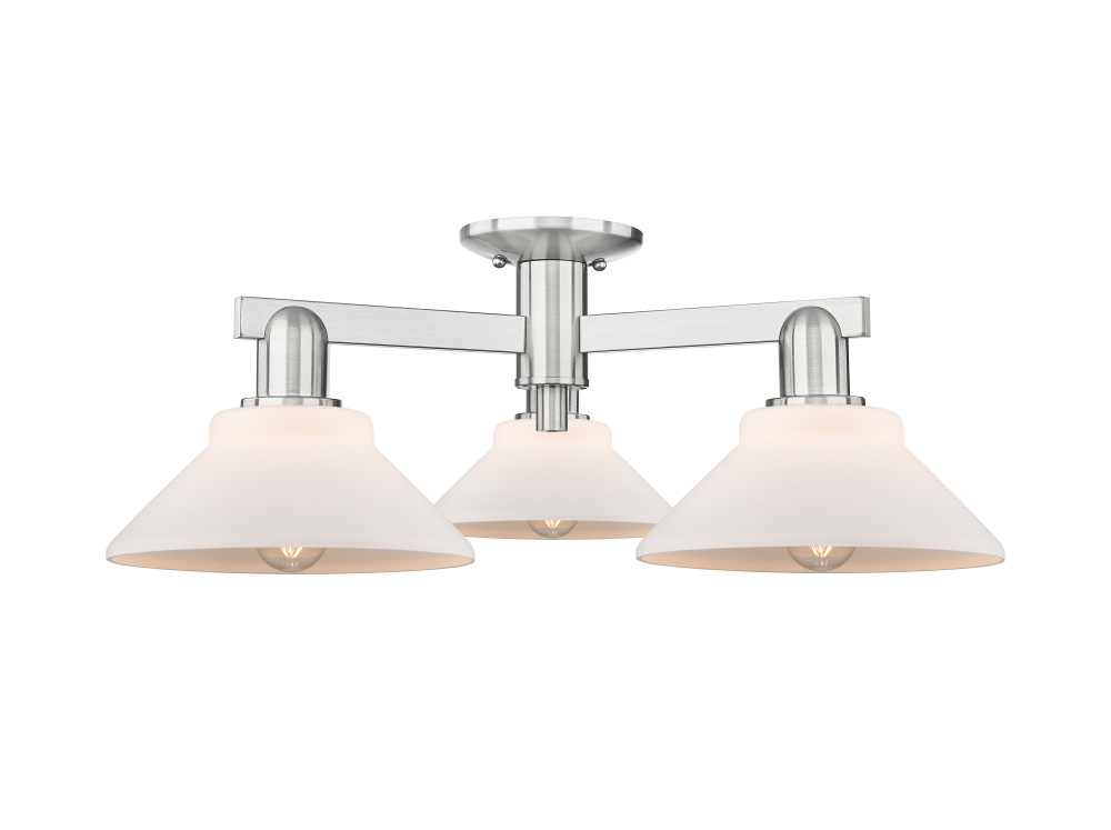 Orwell - 3 Light - 26 inch - Brushed Satin Nickel - Semi-Flush Mount