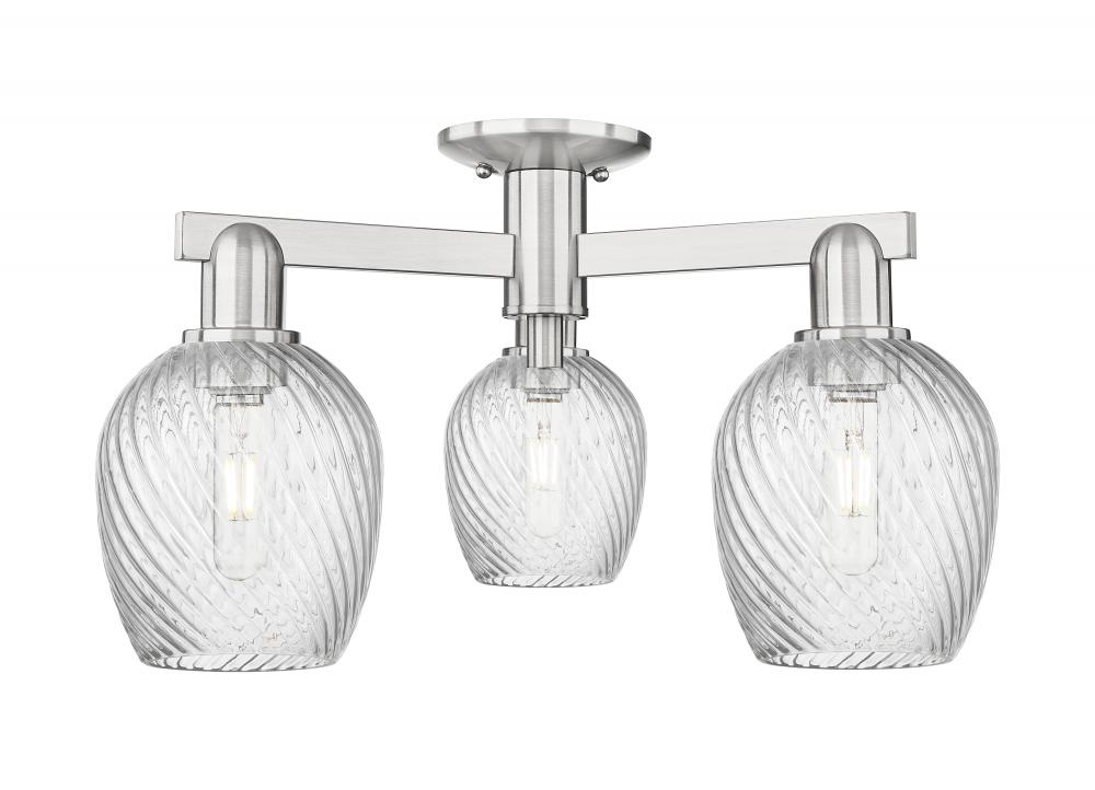 Salina - 3 Light - 23 inch - Brushed Satin Nickel - Semi-Flush Mount