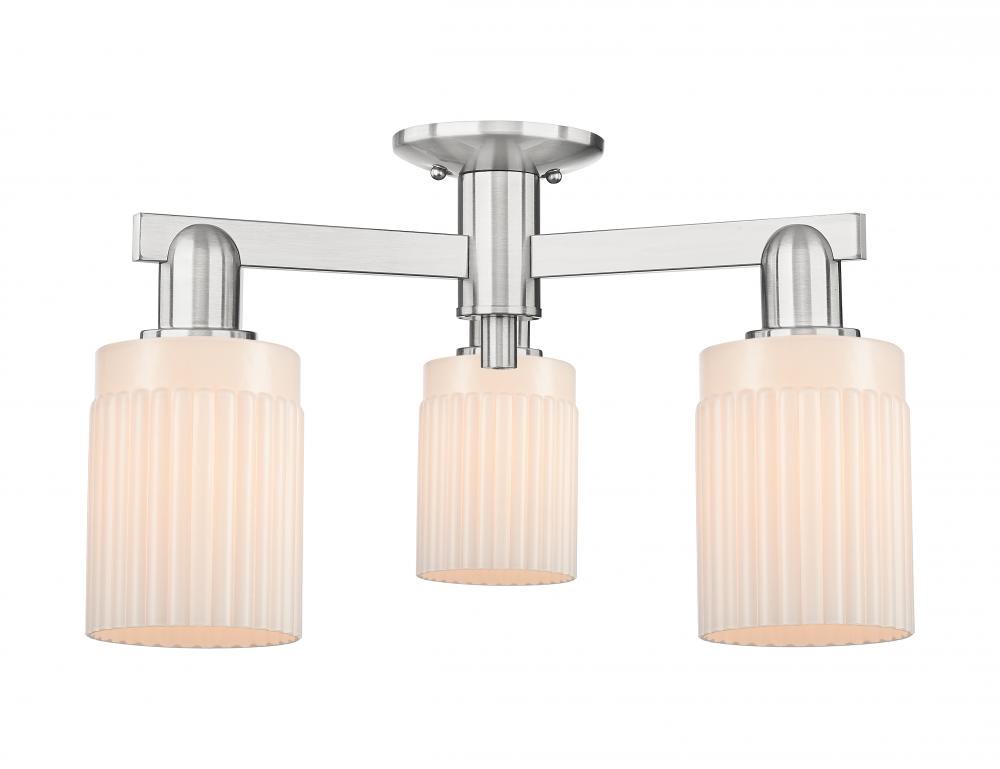 Hadley - 3 Light - 22 inch - Brushed Satin Nickel - Semi-Flush Mount