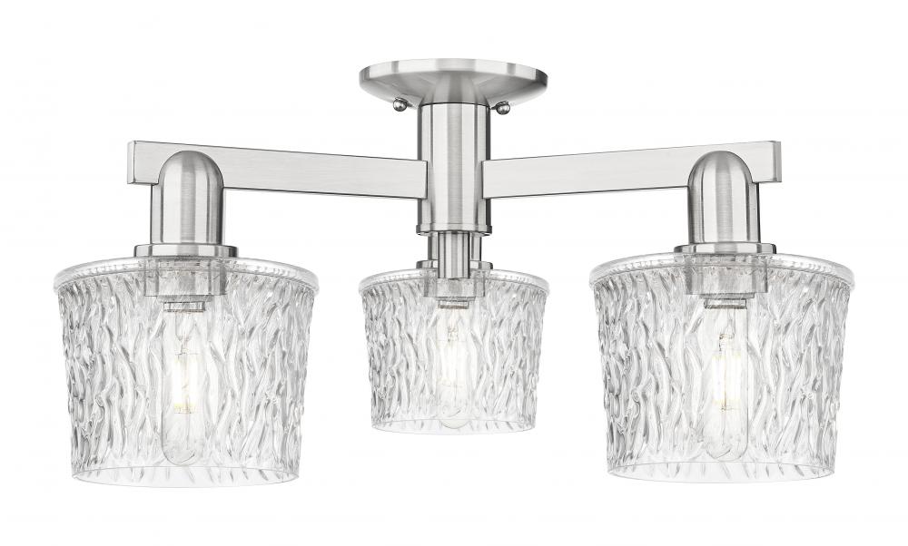 Niagara - 3 Light - 24 inch - Brushed Satin Nickel - Semi-Flush Mount