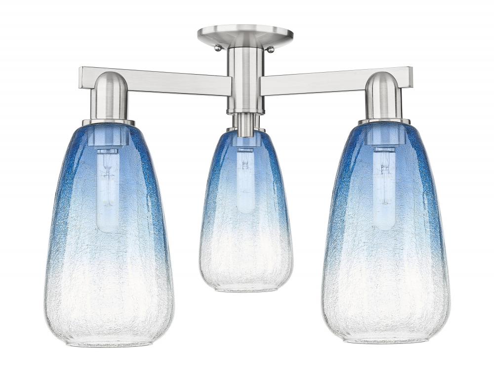 Brookhaven Almond - 3 Light - 6 inch - Brushed Satin Nickel - Semi-Flush Mount