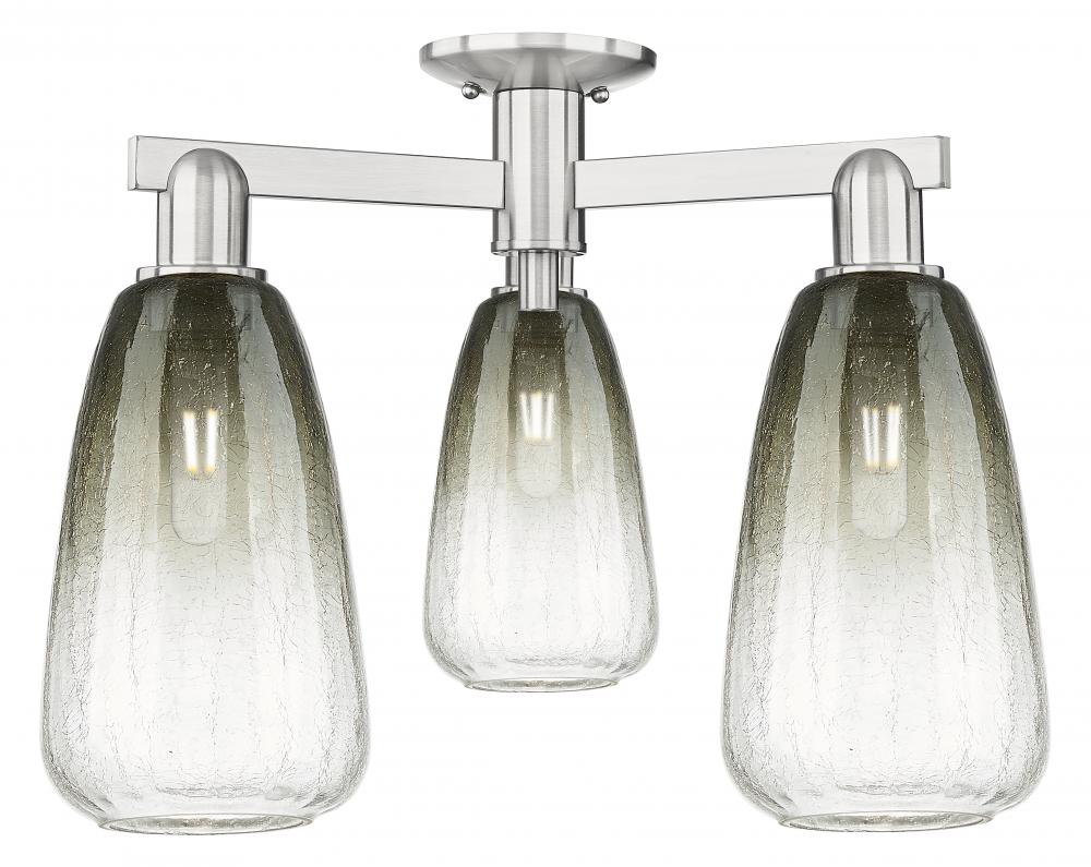 Brookhaven Almond - 3 Light - 6 inch - Brushed Satin Nickel - Semi-Flush Mount
