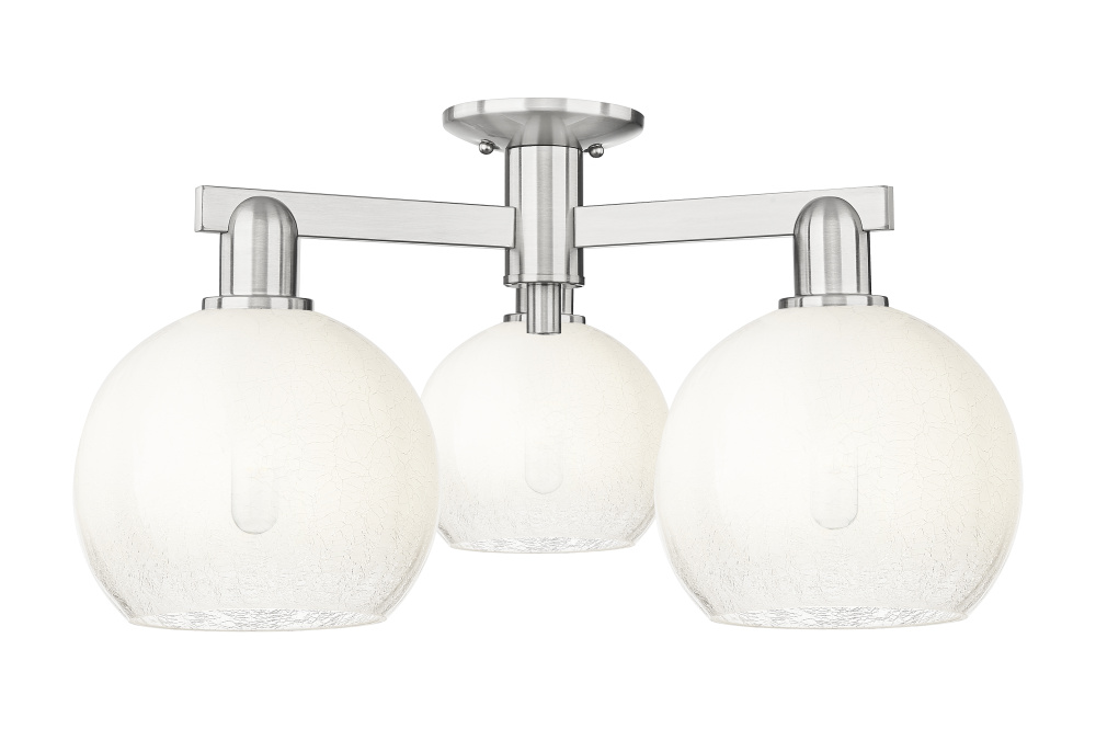 Brookhaven Globe - 3 Light - 6 inch - Brushed Satin Nickel - Semi-Flush Mount
