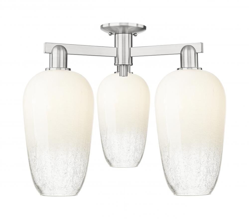 Brookhaven Flute - 3 Light - 6 inch - Brushed Satin Nickel - Semi-Flush Mount