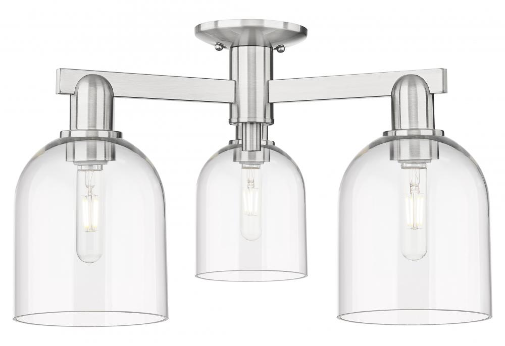 Bella - 3 Light - 23 inch - Brushed Satin Nickel - Semi-Flush Mount