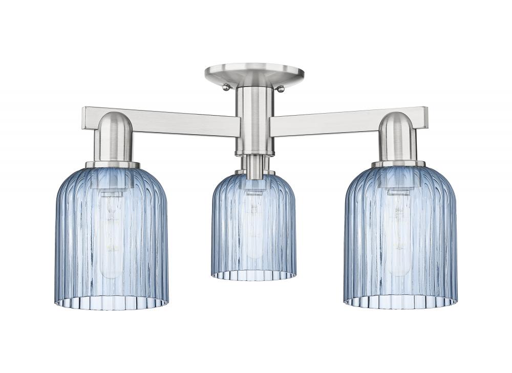 Bridal Veil - 3 Light - 6 inch - Brushed Satin Nickel - Semi-Flush Mount