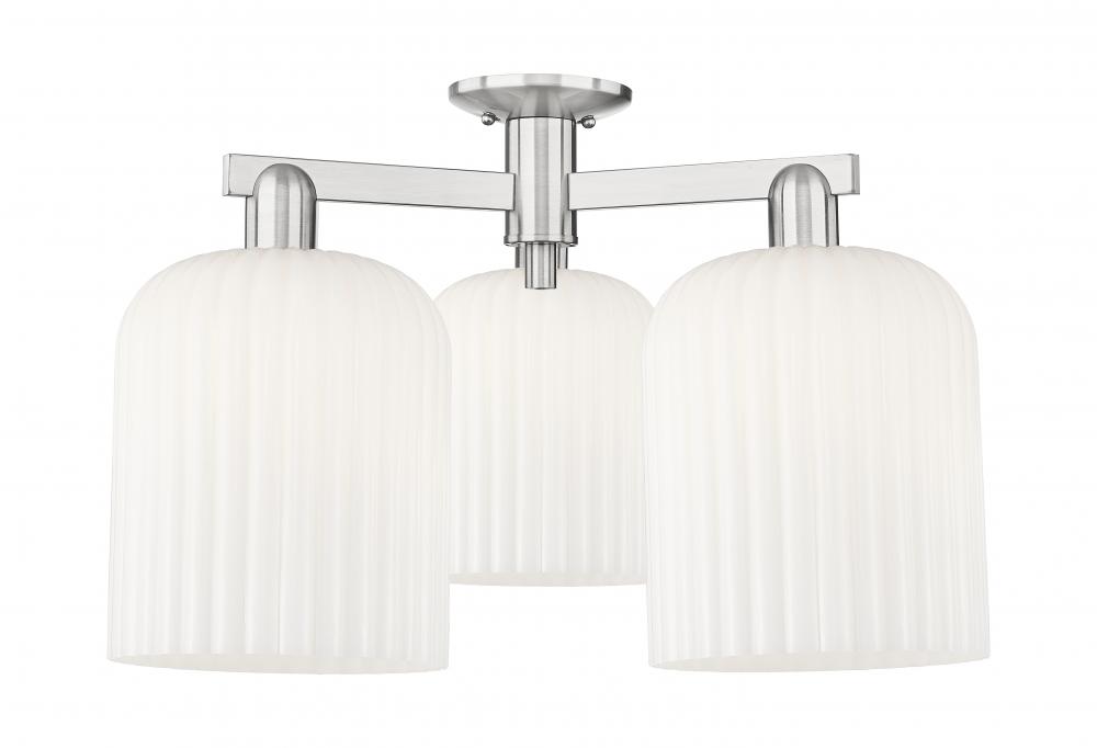 Bridal Veil - 3 Light - 26 inch - Brushed Satin Nickel - Semi-Flush Mount