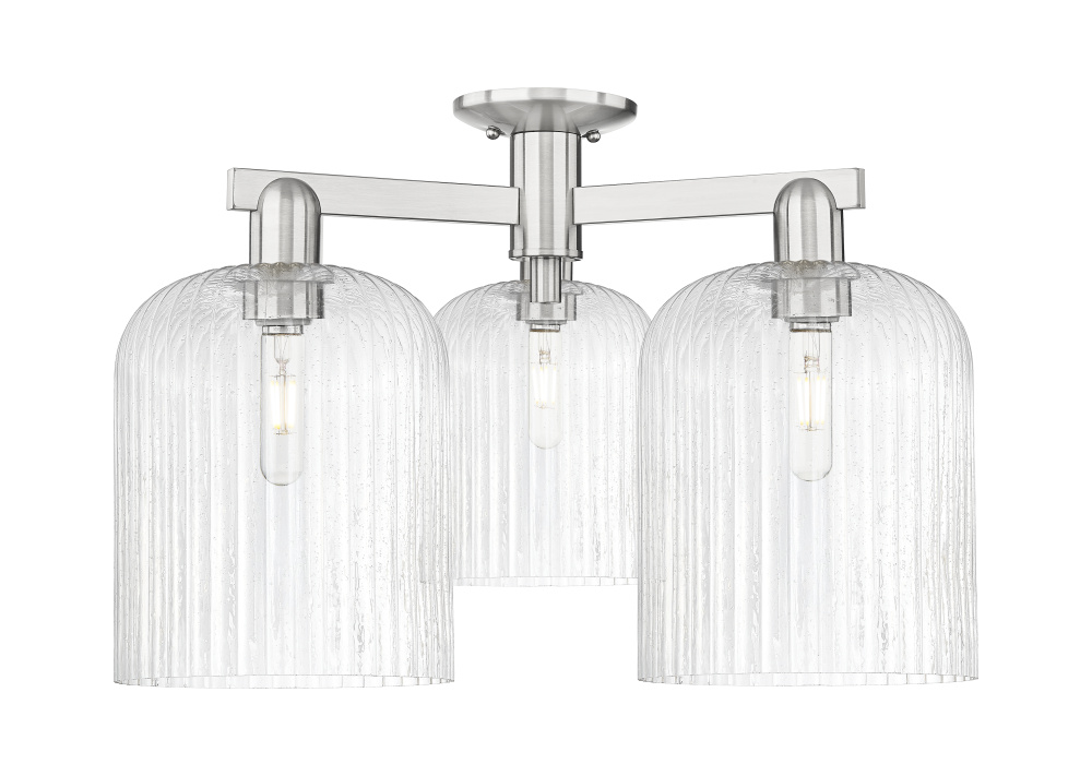 Bridal Veil - 3 Light - 26 inch - Brushed Satin Nickel - Semi-Flush Mount