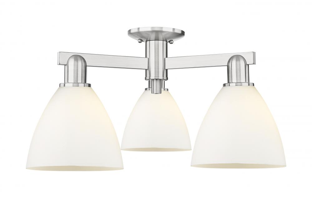 Bristol - 3 Light - 25 inch - Brushed Satin Nickel - Semi-Flush Mount