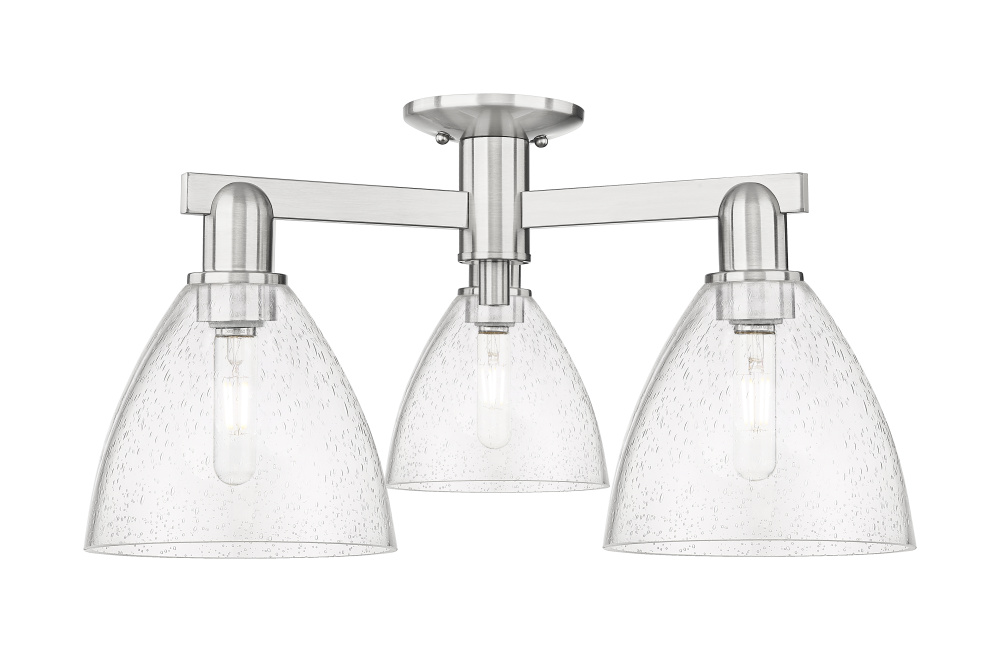 Bristol - 3 Light - 25 inch - Brushed Satin Nickel - Semi-Flush Mount
