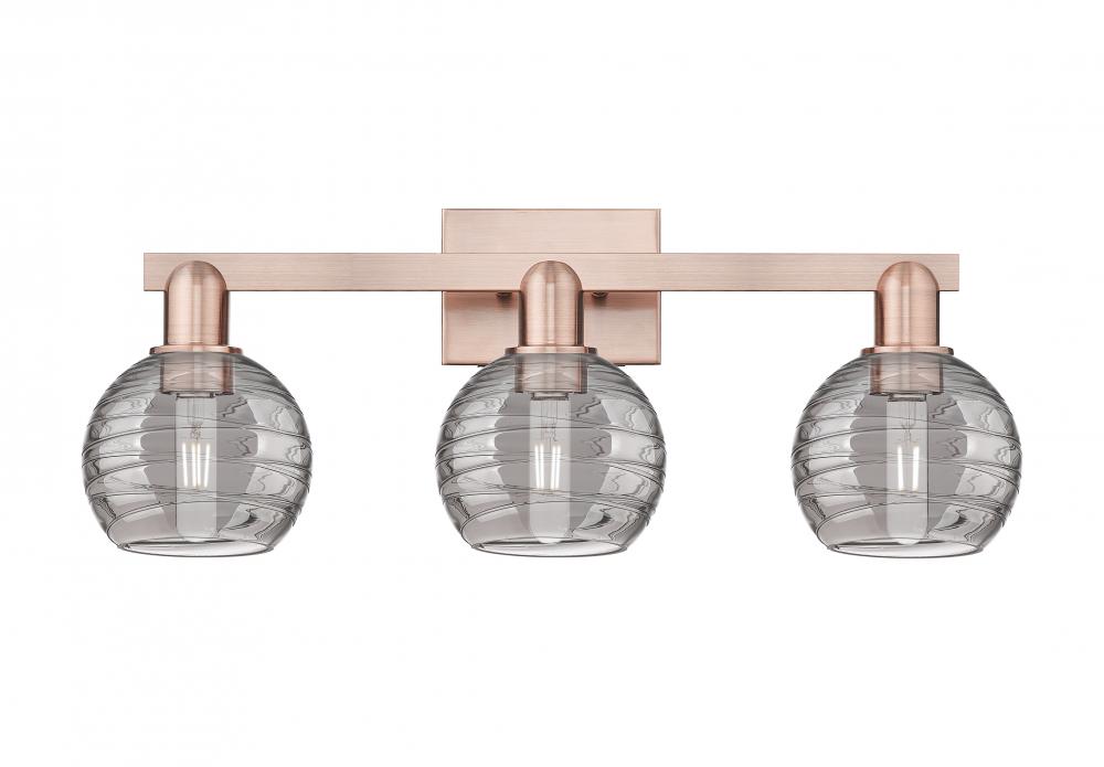 Athens Deco Swirl - 3 Light - 26 inch - Antique Copper - Bath Vanity Light