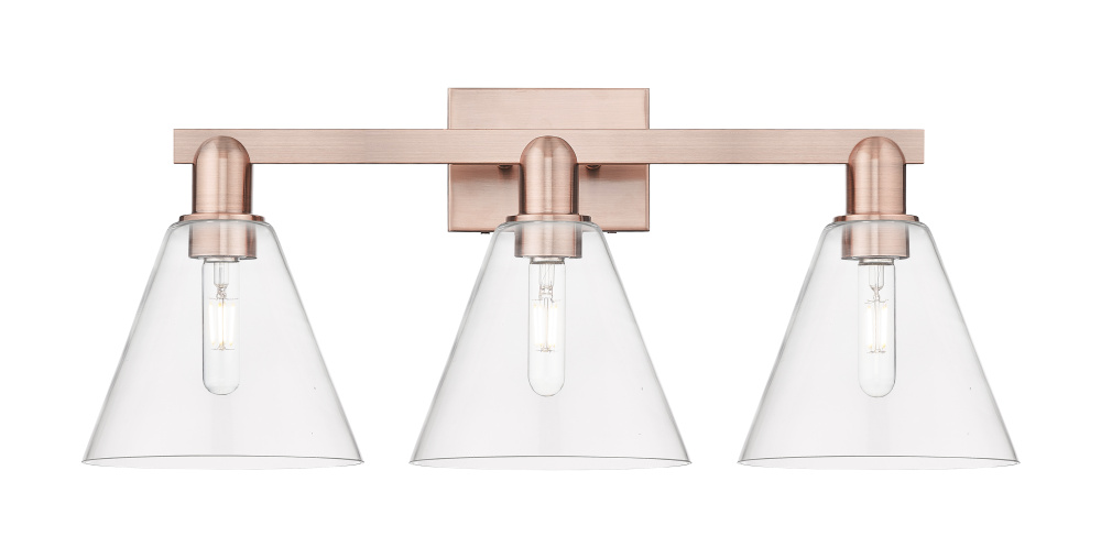 Berkshire - 3 Light - 26 inch - Antique Copper - Bath Vanity Light