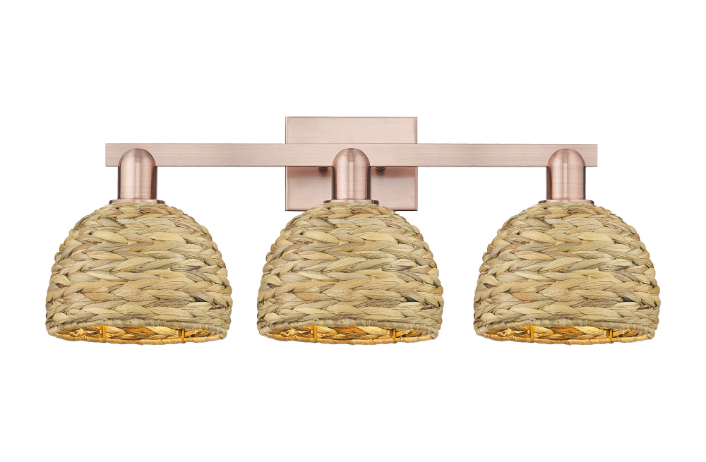 Woven Rattan - 3 Light - 27 inch - Antique Copper - Bath Vanity Light