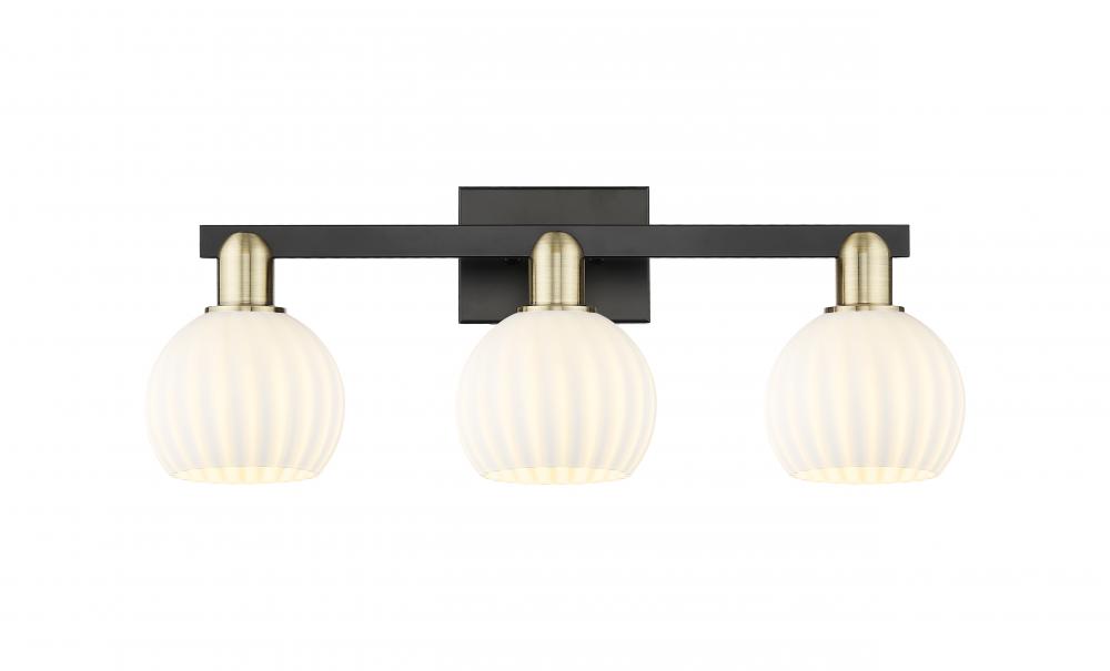 White Venetian - 3 Light - 25 inch - Black Antique Brass - Bath Vanity Light