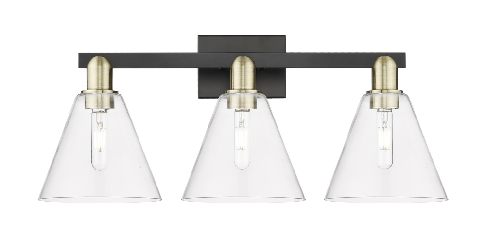 Berkshire - 3 Light - 26 inch - Black Antique Brass - Bath Vanity Light