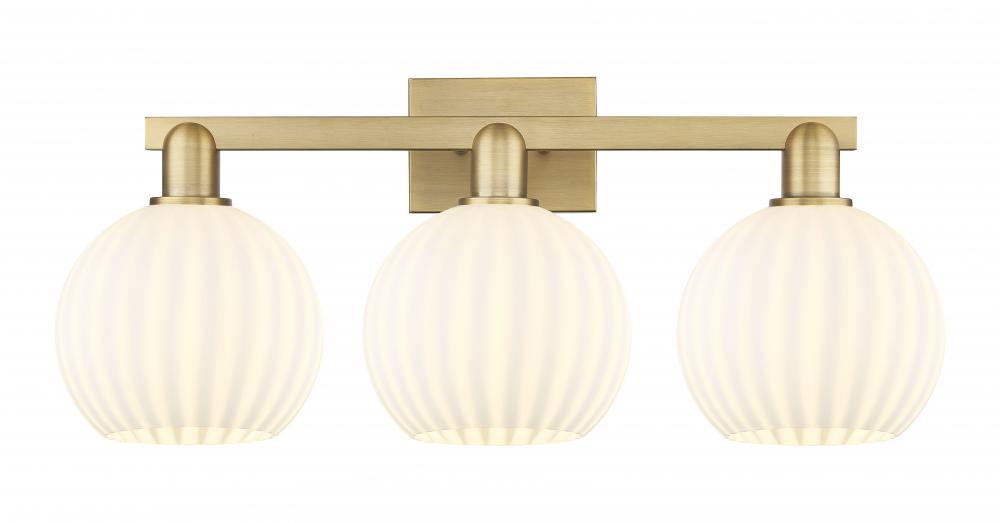 White Venetian - 3 Light - 27 inch - Brushed Brass - Bath Vanity Light