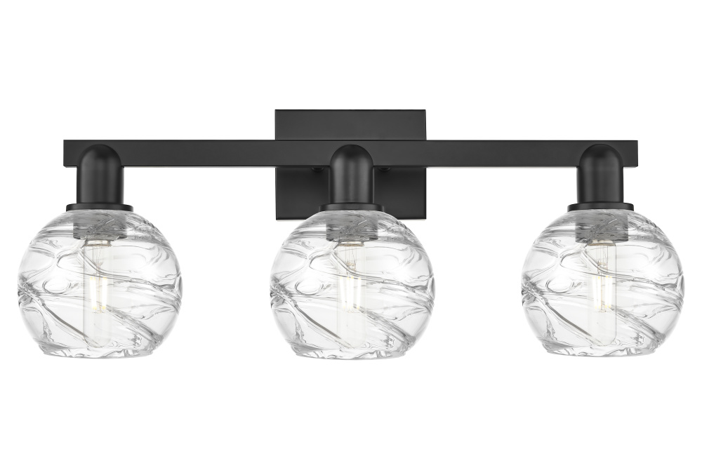 Athens Deco Swirl - 3 Light - 26 inch - Matte Black - Bath Vanity Light