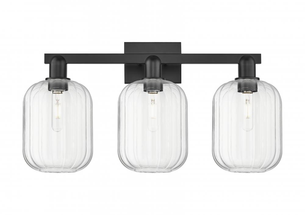 Preston Cylinder - 3 Light - 26 inch - Matte Black - Bath Vanity Light