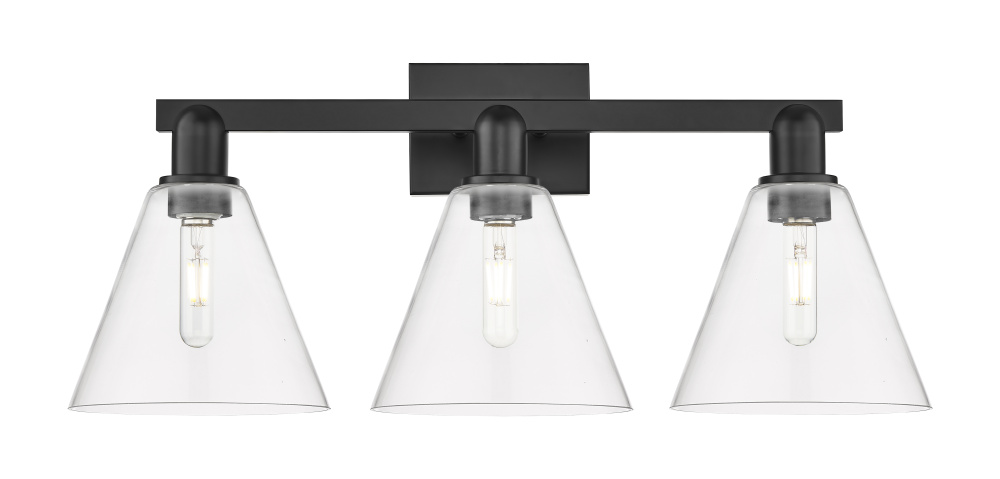 Berkshire - 3 Light - 26 inch - Matte Black - Bath Vanity Light