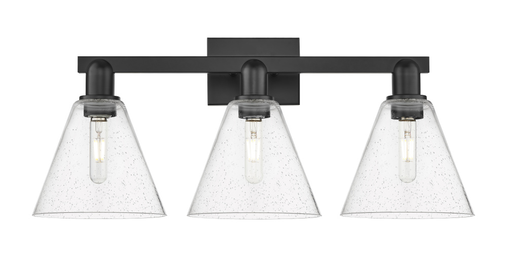 Berkshire - 3 Light - 26 inch - Matte Black - Bath Vanity Light