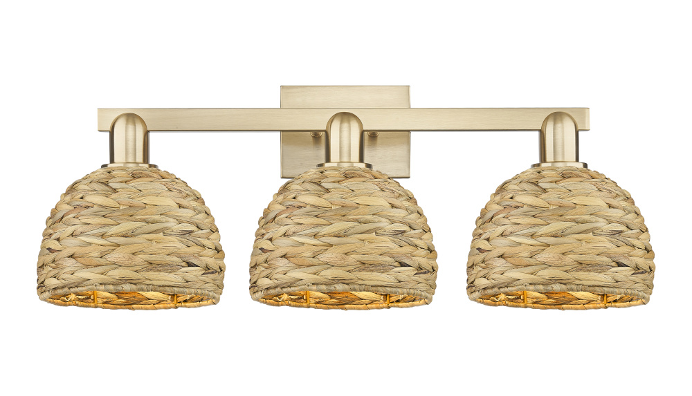 Woven Rattan - 3 Light - 27 inch - Champagne Bronze - Bath Vanity Light