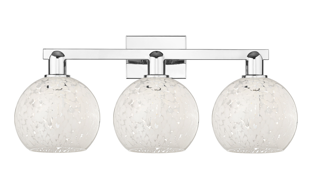 White Mouchette - 3 Light - 27 inch - Polished Chrome - Bath Vanity Light