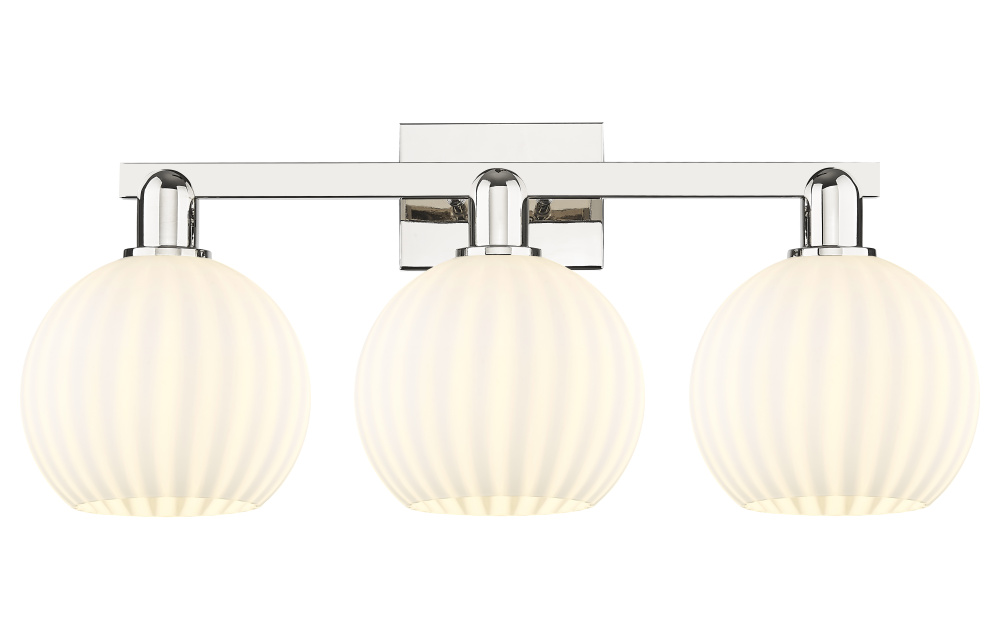 White Venetian - 3 Light - 27 inch - Polished Nickel - Bath Vanity Light