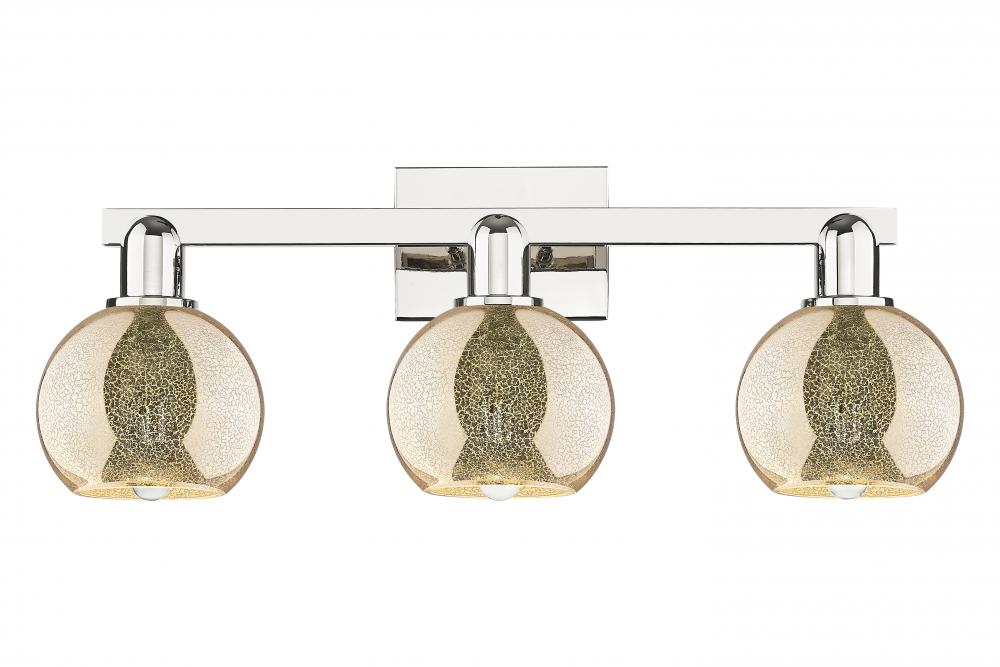 Athens - 3 Light - 24 inch - Polished Nickel - Bath Vanity Light