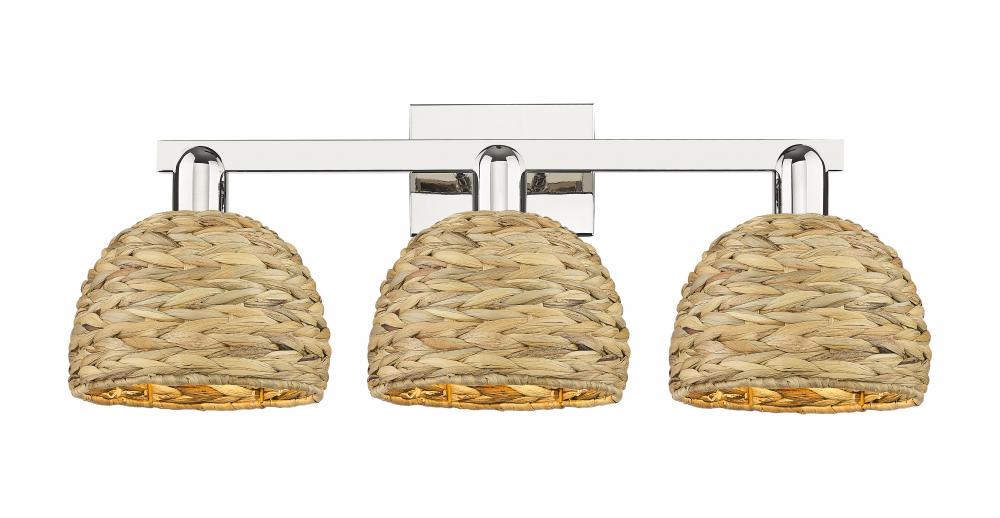 Woven Rattan - 3 Light - 27 inch - Polished Nickel - Bath Vanity Light