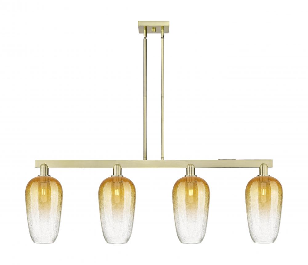 Brookhaven Flute - 4 Light - 48 inch - Antique Brass - Stem hung - Island Light