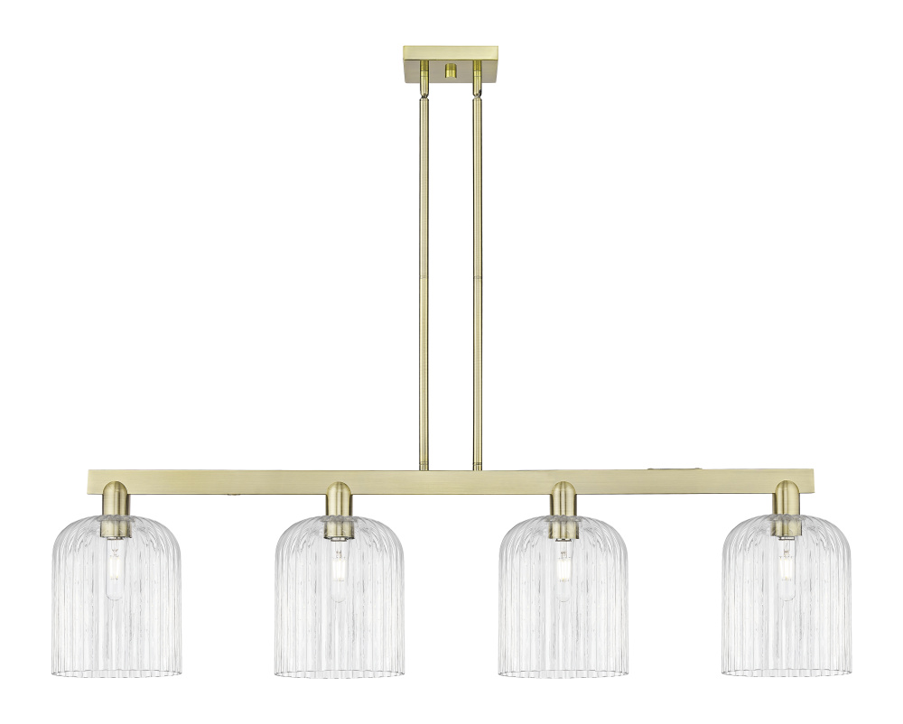 Bridal Veil - 4 Light - 51 inch - Antique Brass - Stem hung - Island Light