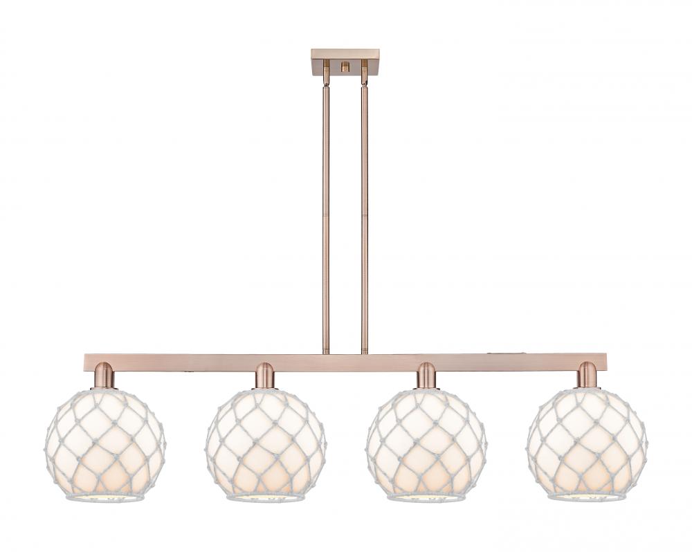 Farmhouse Rope - 4 Light - 53 inch - Antique Copper - Stem hung - Island Light