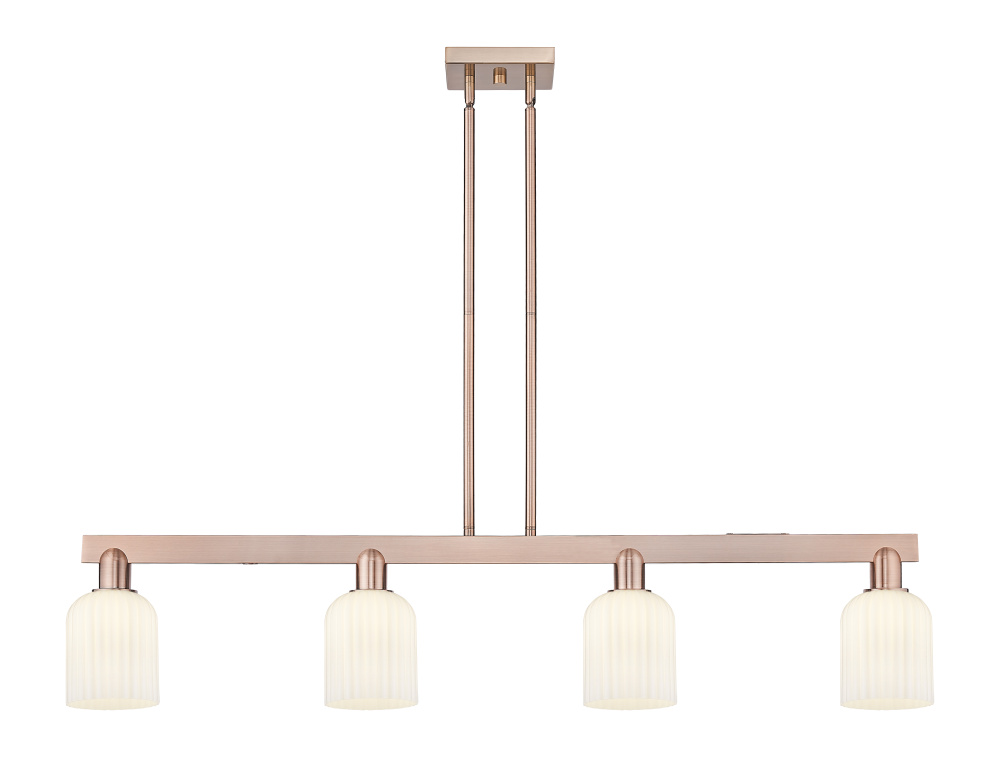 Bridal Veil - 4 Light - 48 inch - Antique Copper - Stem hung - Island Light