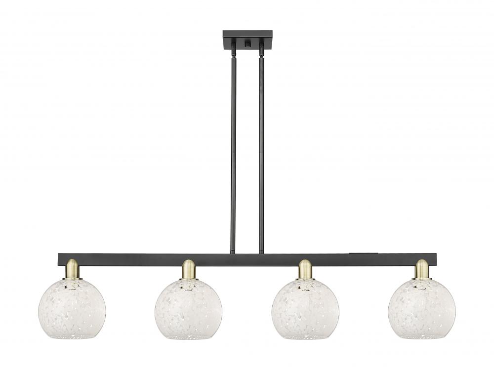 White Mouchette - 4 Light - 51 inch - Black Antique Brass - Stem hung - Island Light