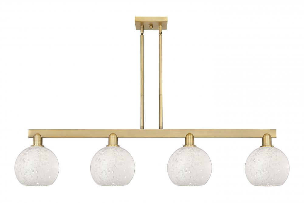 White Mouchette - 4 Light - 51 inch - Brushed Brass - Stem hung - Island Light