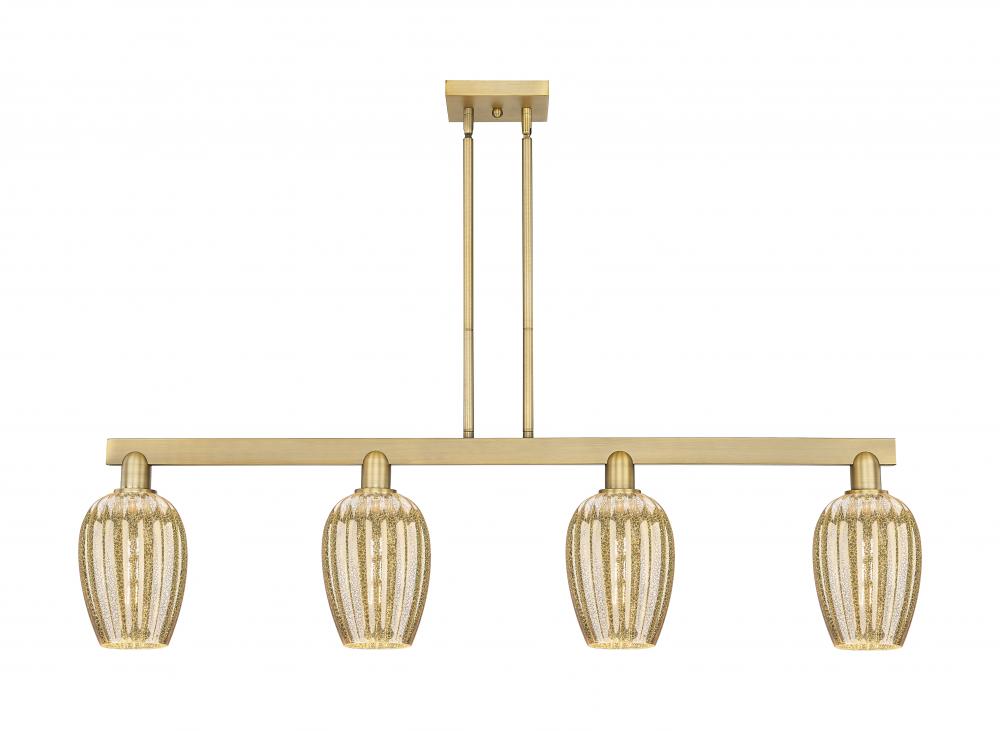 Preston Flute - 4 Light - 48 inch - Brushed Brass - Stem hung - Island Light