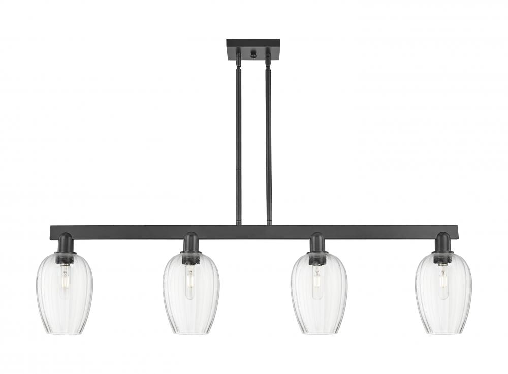Preston Flute - 4 Light - 48 inch - Matte Black - Stem hung - Island Light