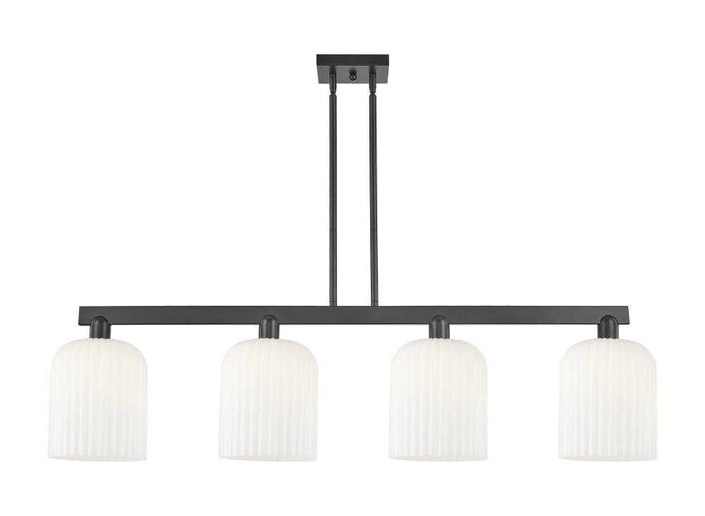 Bridal Veil - 4 Light - 51 inch - Matte Black - Stem hung - Island Light