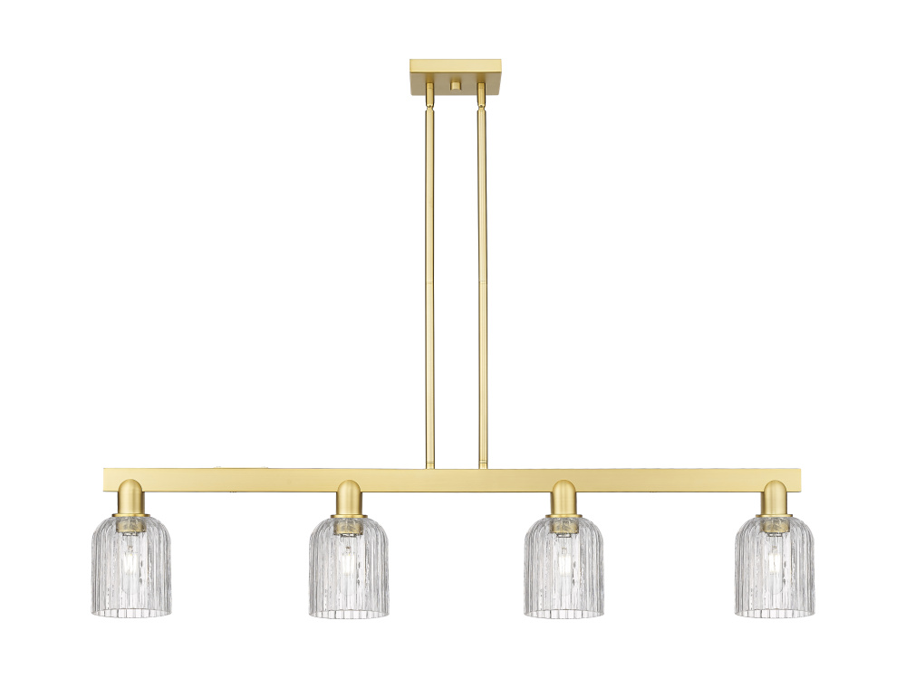 Bridal Veil - 4 Light - 48 inch - Satin Gold - Stem hung - Island Light