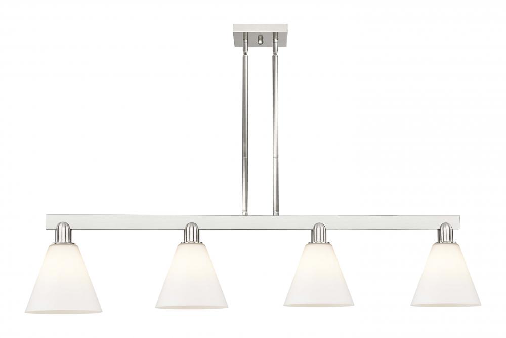 Berkshire Glass - 4 Light - 51 inch - Brushed Satin Nickel - Stem hung - Island Light