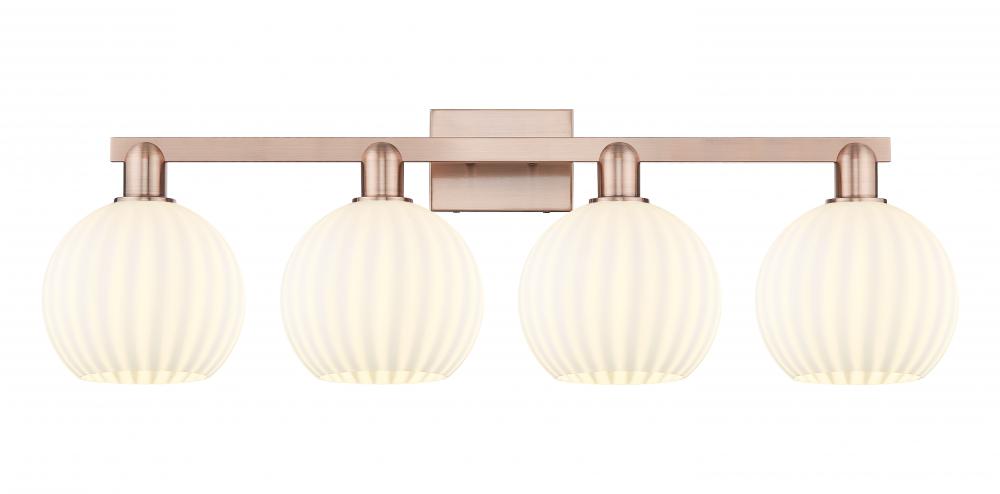 White Venetian - 4 Light - 35 inch - Antique Copper - Bath Vanity Light