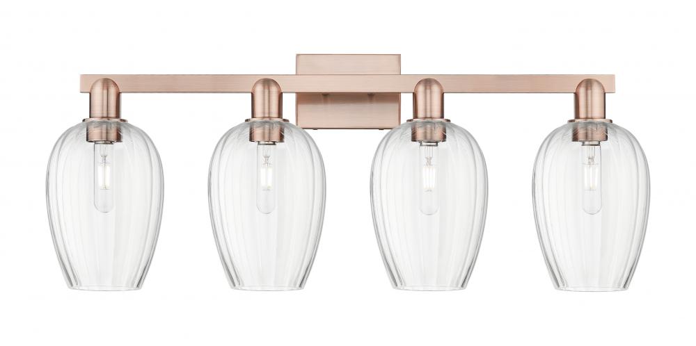 Preston Flute - 4 Light - 36 inch - Antique Copper - Bath Vanity Light