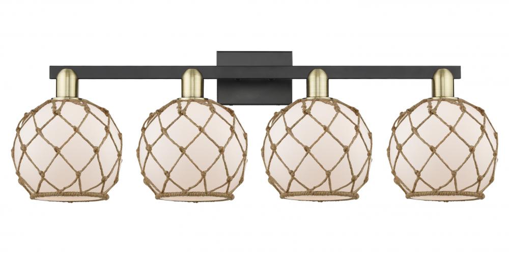 Farmhouse Rope - 4 Light - 35 inch - Black Antique Brass - Bath Vanity Light
