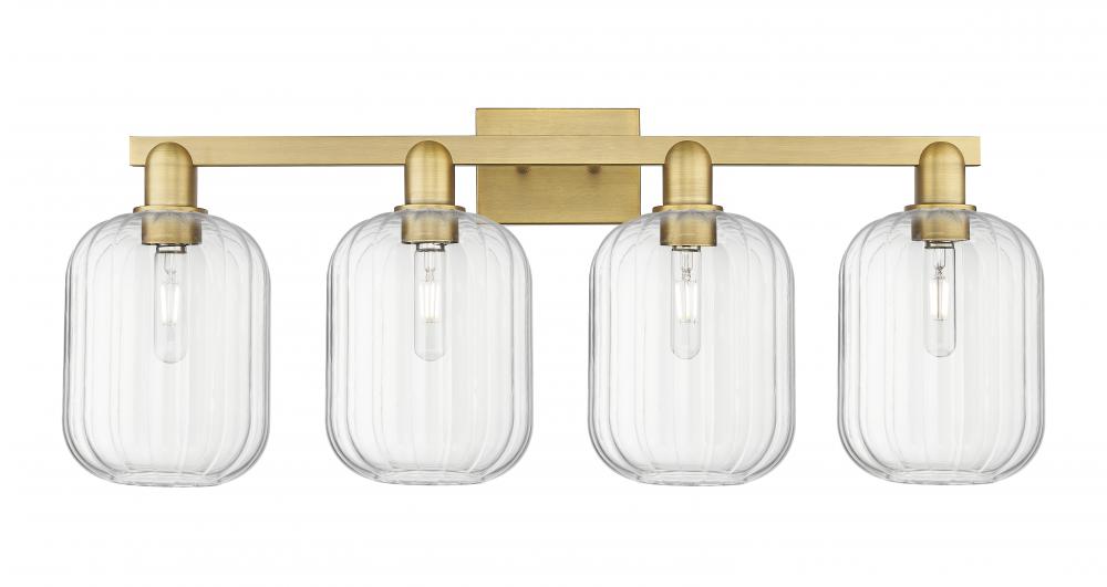 Preston Cylinder - 4 Light - 36 inch - Brushed Brass - Bath Vanity Light