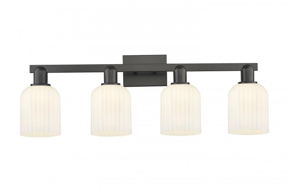Bridal Veil - 4 Light - 36 inch - Matte Black - Bath Vanity Light