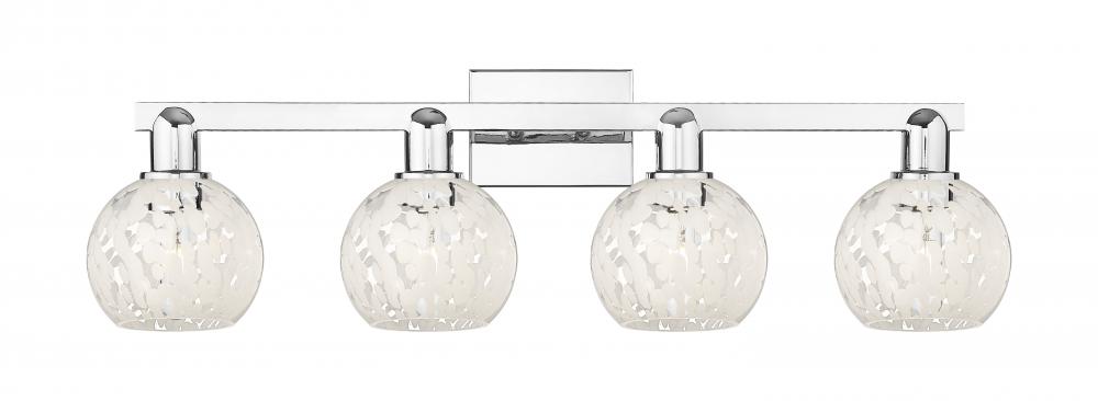 White Mouchette - 4 Light - 33 inch - Polished Chrome - Bath Vanity Light